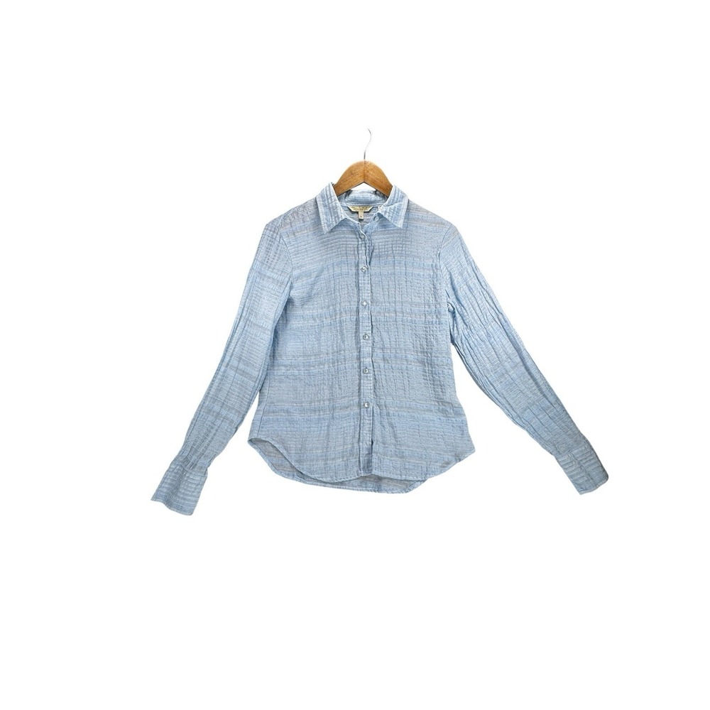 Stetson Women's Light Blue Textured Front Shirt Size M Western Pearl Button